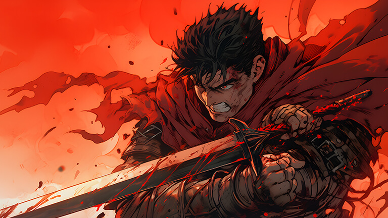 guts in battle red desktop wallpaper cover