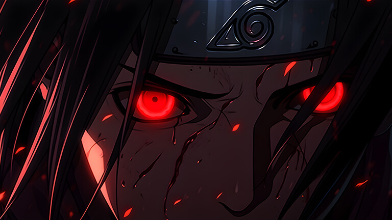 Itachi Uchiha rouge yeux brillants Naruto Couverture de fond d’écran