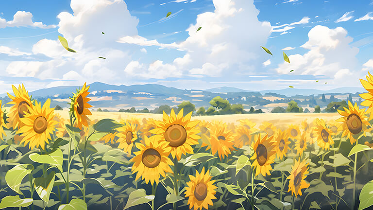 landscape sunflowers field desktop wallpaper cover