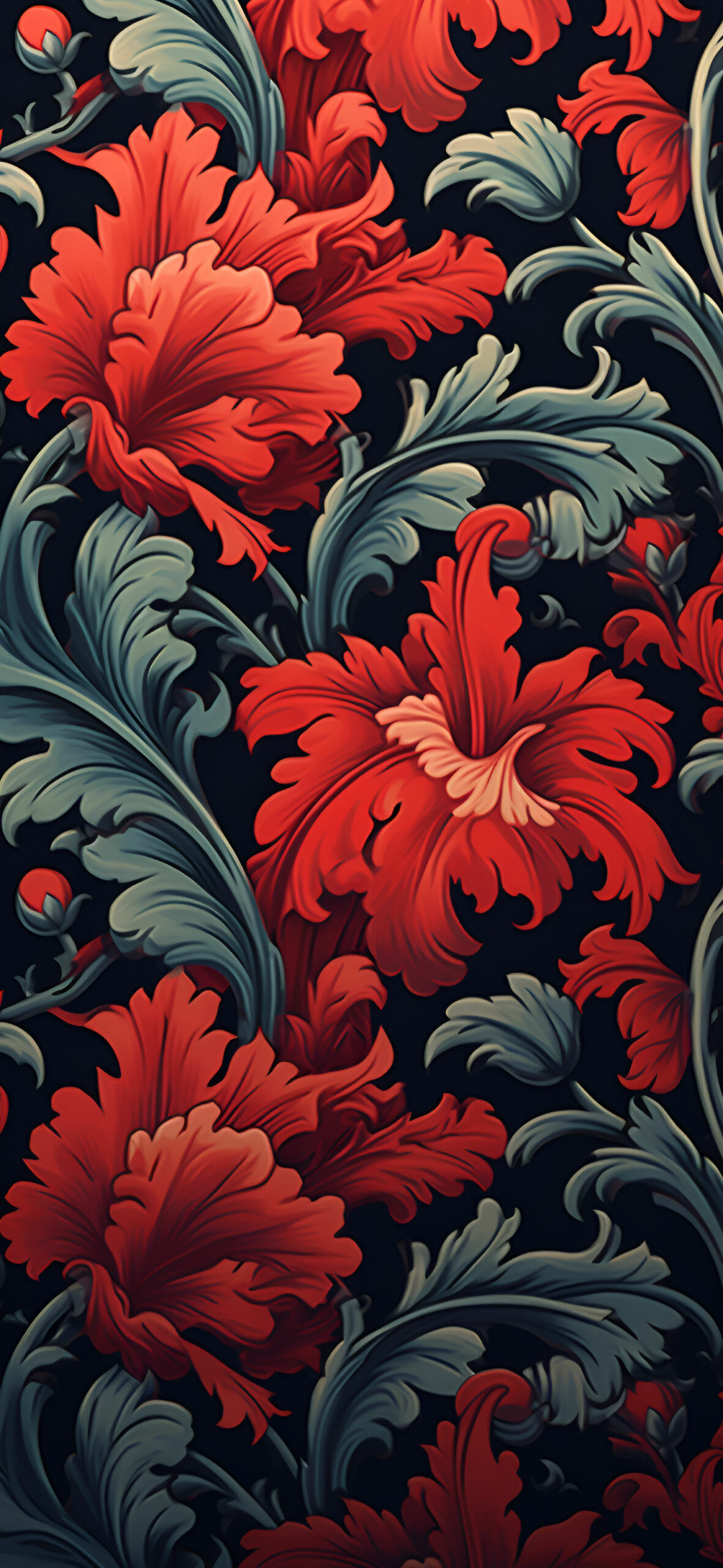 Large red flowers vintage wallpaper Cool supreme colors art wa