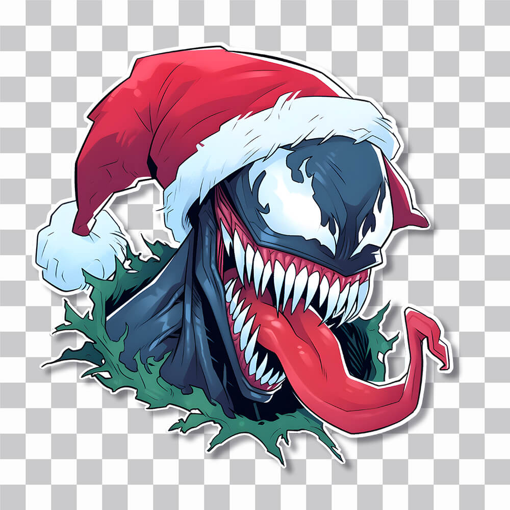 marvel venom in christmas hat sticker cover