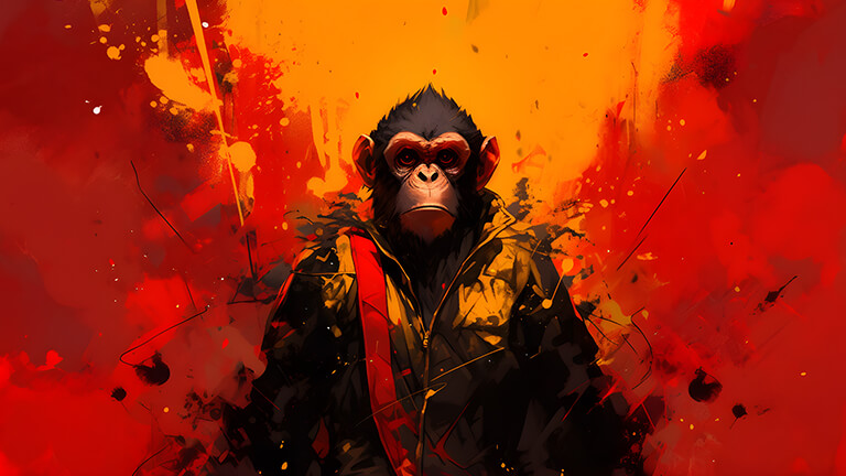 monkey red orange desktop wallpaper cover