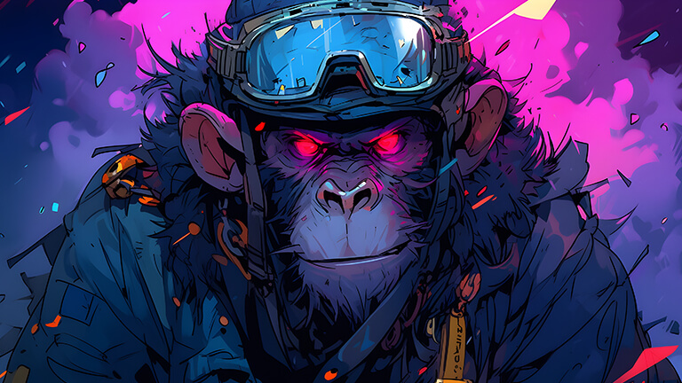 monkey with red eyes art desktop wallpaper cover