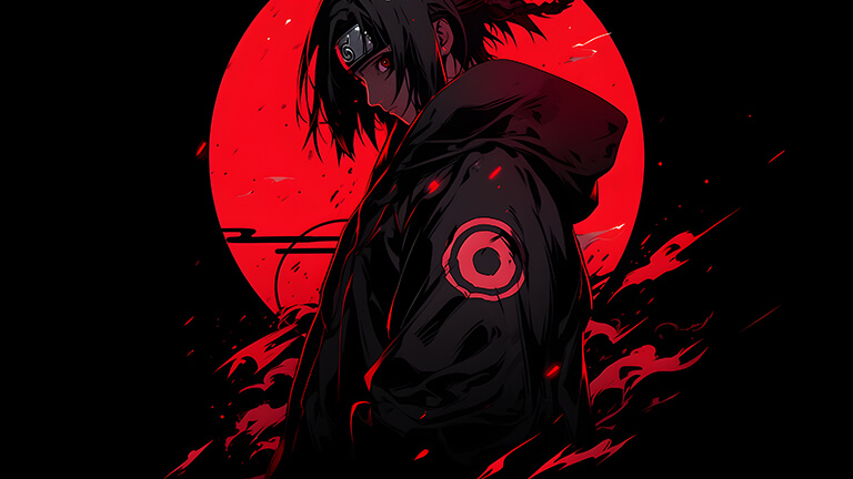 Naruto Itachi Uchiha Luna Negro Cubierta de Escritorio