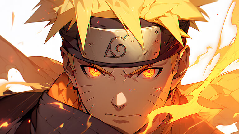 Naruto con ojos naranjas brillantes Cubierta de fondo de escritorio