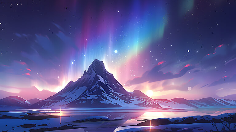 northern lights mountain desktop wallpaper cover