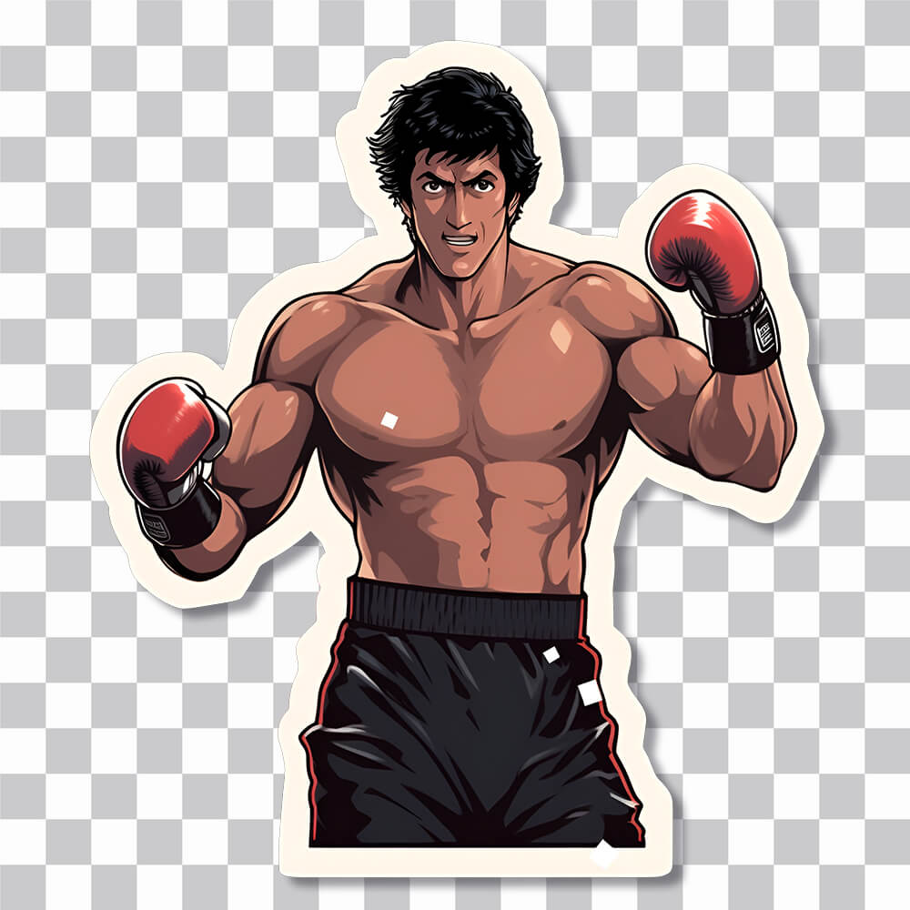 ocky balboa in boxing gloves sticker cover