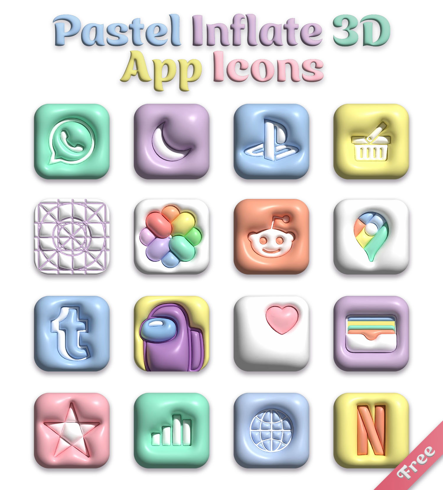 pastel inflate 3d app icons pack preview 1