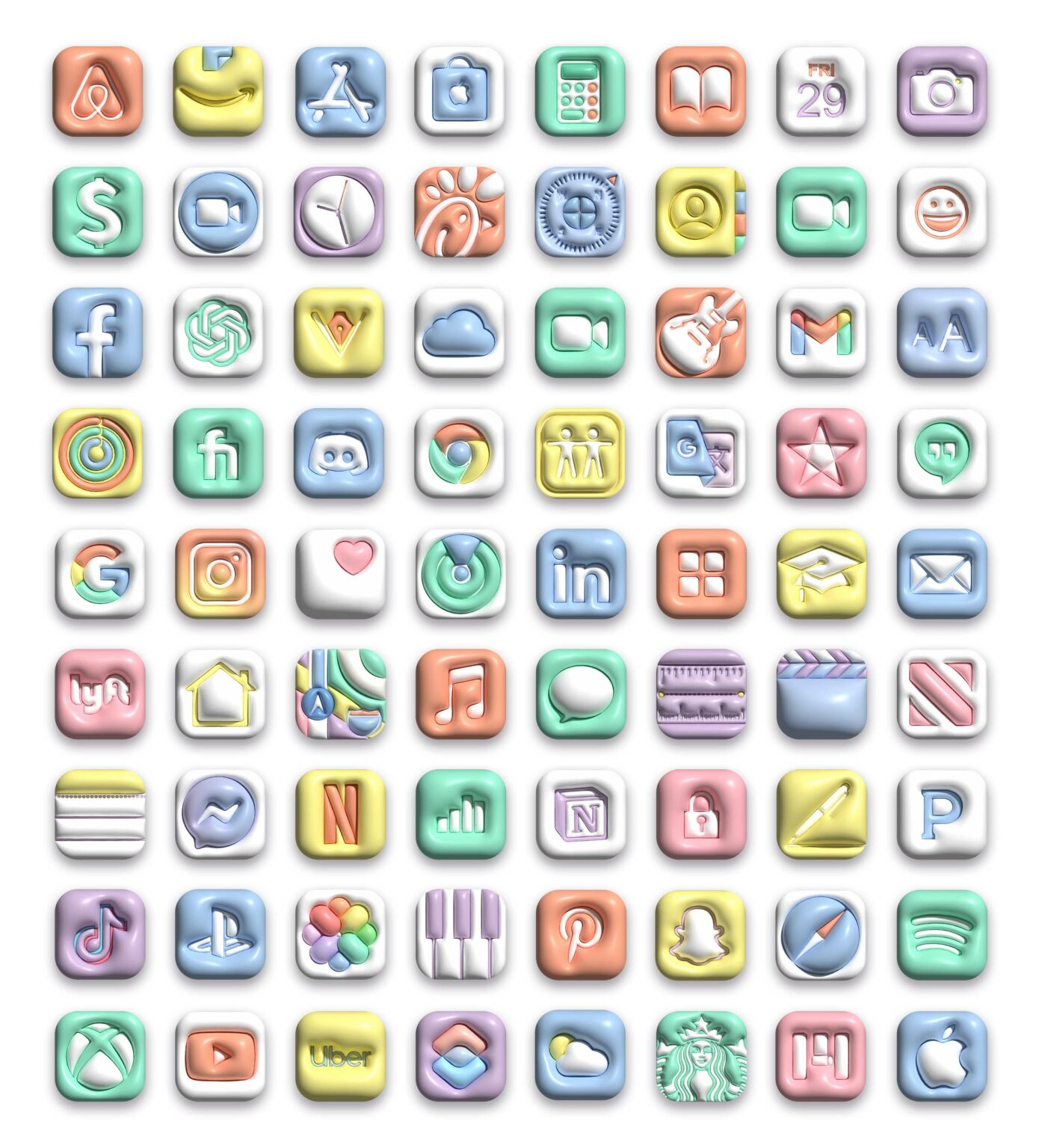 🎈 Pastel Inflate 3D App Icons 🌈 100+ Aesthetic iPhone Icons ...