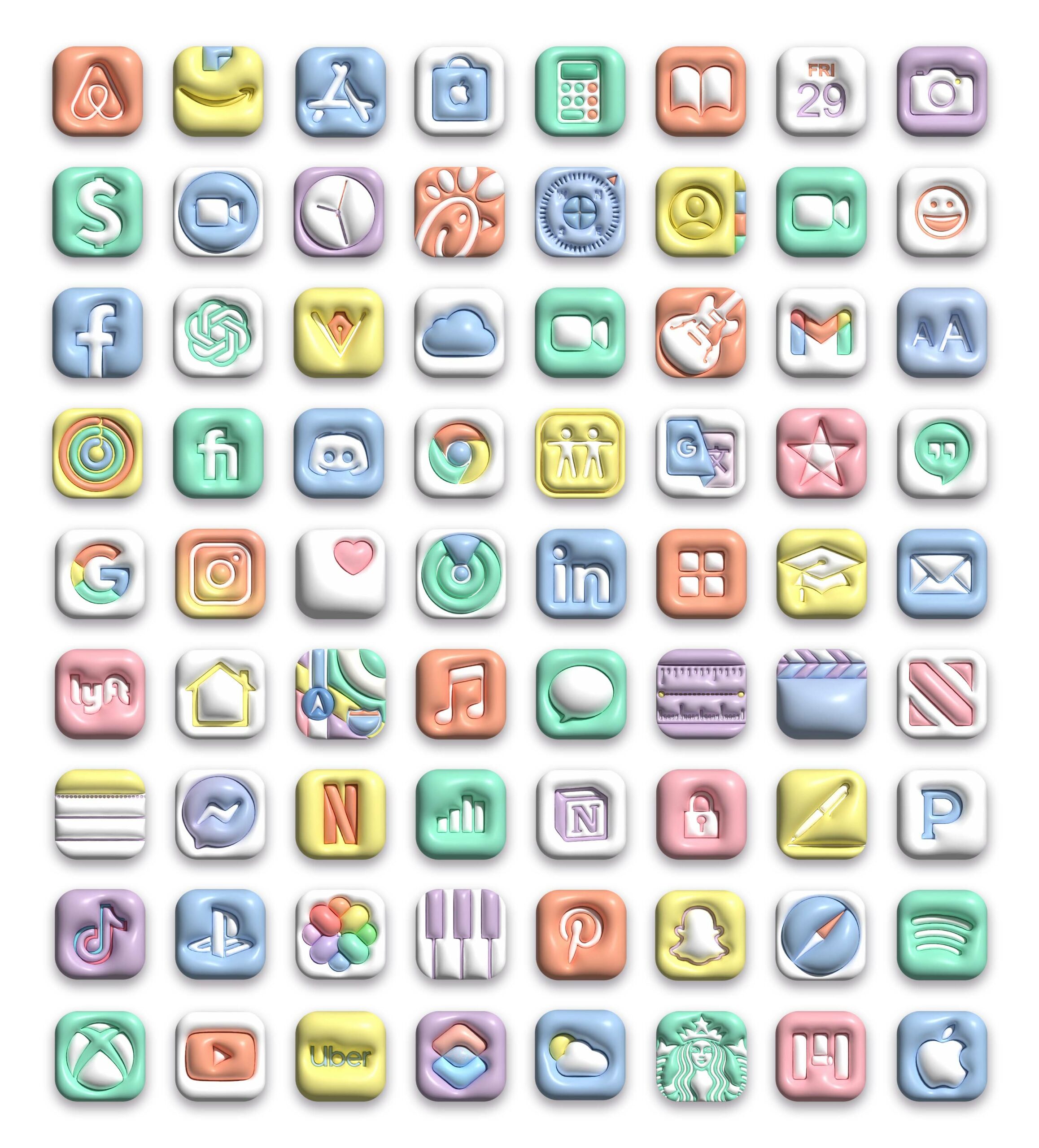 pastel inflate 3d app icons pack preview 2