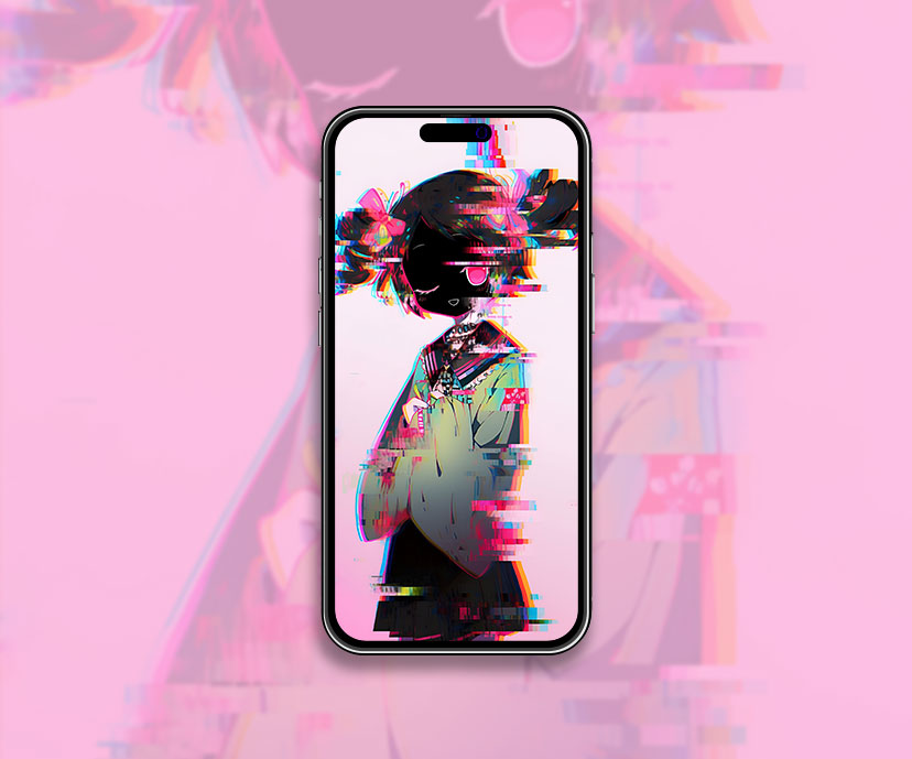 Pixel anime girl glitch fond d’écran Fond d’écran d’art personnalisé iphone