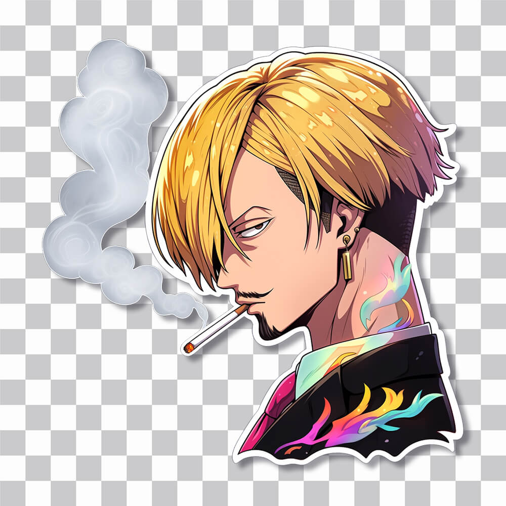 Free Sanji Smoking One Piece Sticker - PNG Stickers Download