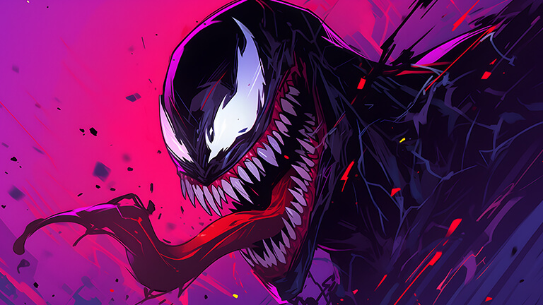 scary venom red purple desktop wallpaper cover