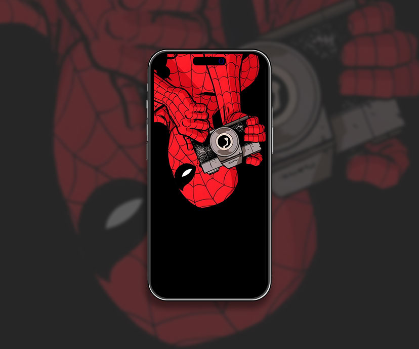 Spider Man avec caméra intrigant fond d’écran Marvel art wallpap