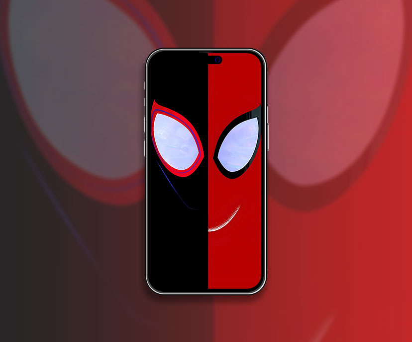 Spider Man dans le spider verse noir et rouge fond d’écran Marvel