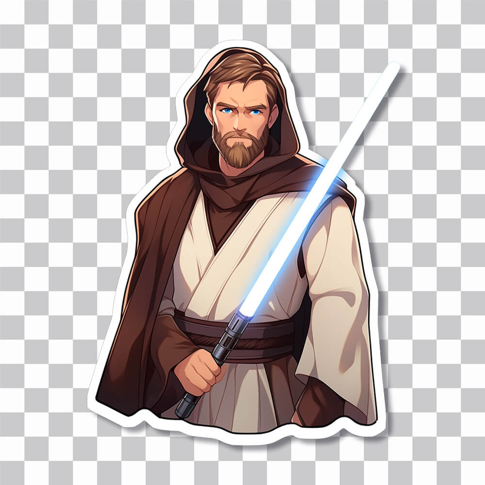 star wars obi wan kenobi with lightsaber sticker cover