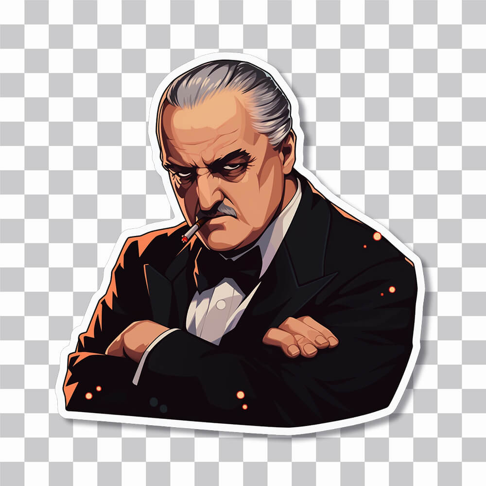the godfather vito corleone smoking sticker cover