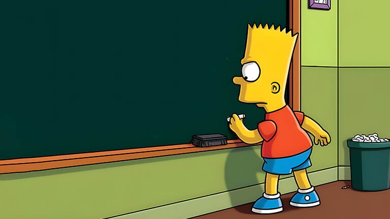 Los Simpson Bart escribiendo en la cubierta del fondo de pantalla de escritorio de la junta escolar