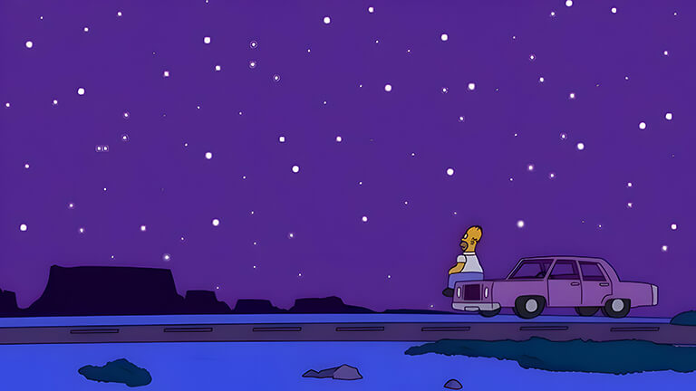Les Simpson Homer regardant les étoiles fond d’écran couverture