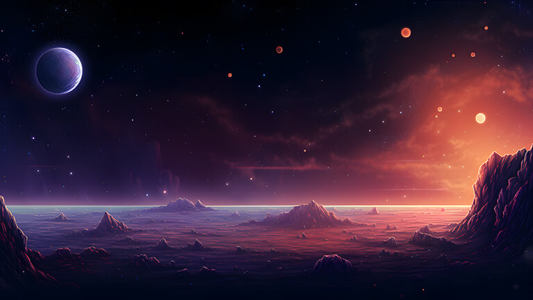 view of space from desolate planet desktop wallpaper cover