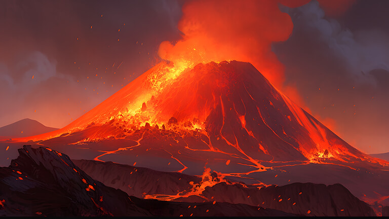volcano eruption aesthetic desktop wallpaper cover