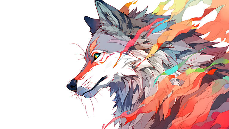 wolf white art desktop wallpaper cover