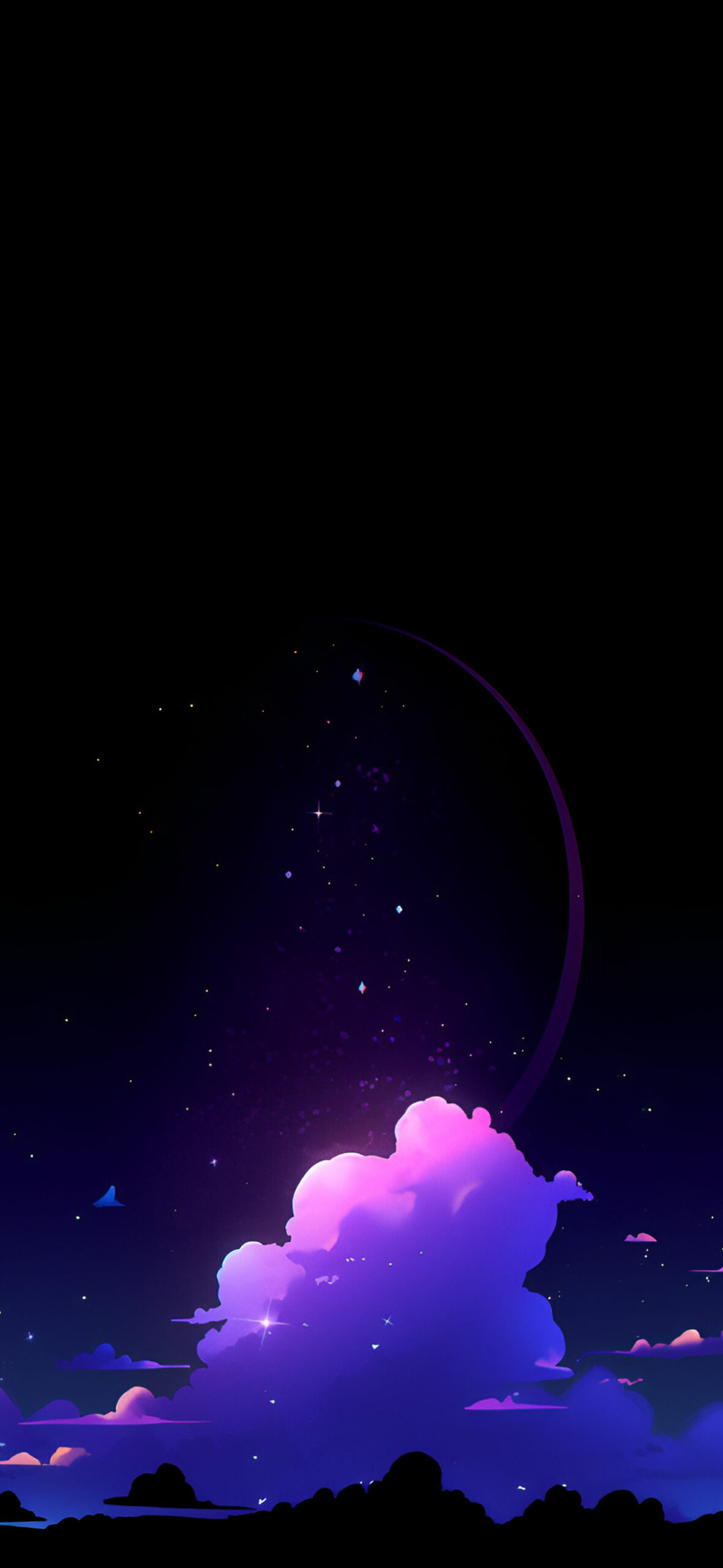 Young moon & clouds in the starry sky wallpaper Aesthetic nigh
