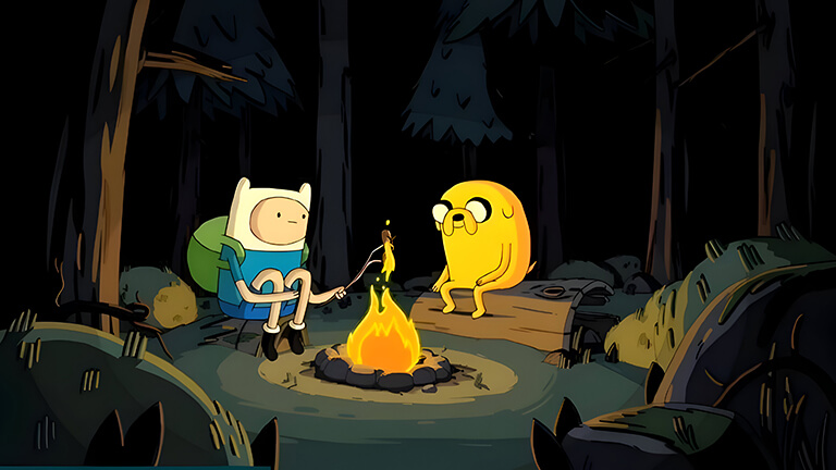 Adventure Time Finn Jake by Campfire - fondo de escritorio