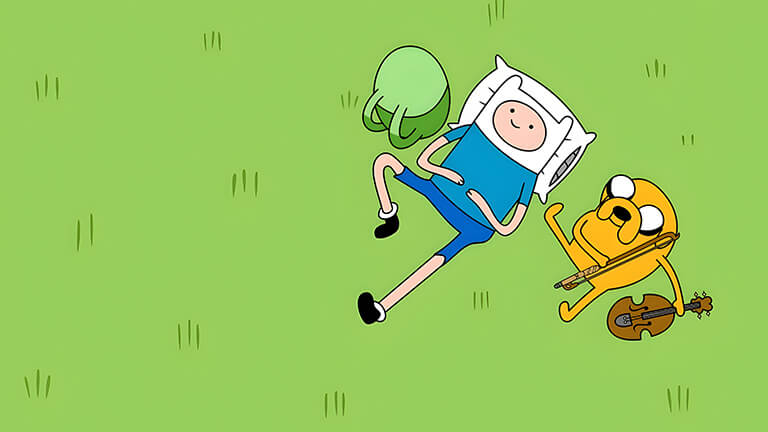 Adventure Time Finn Jake Dog Housse de fond d’écran de l’herbe relaxante