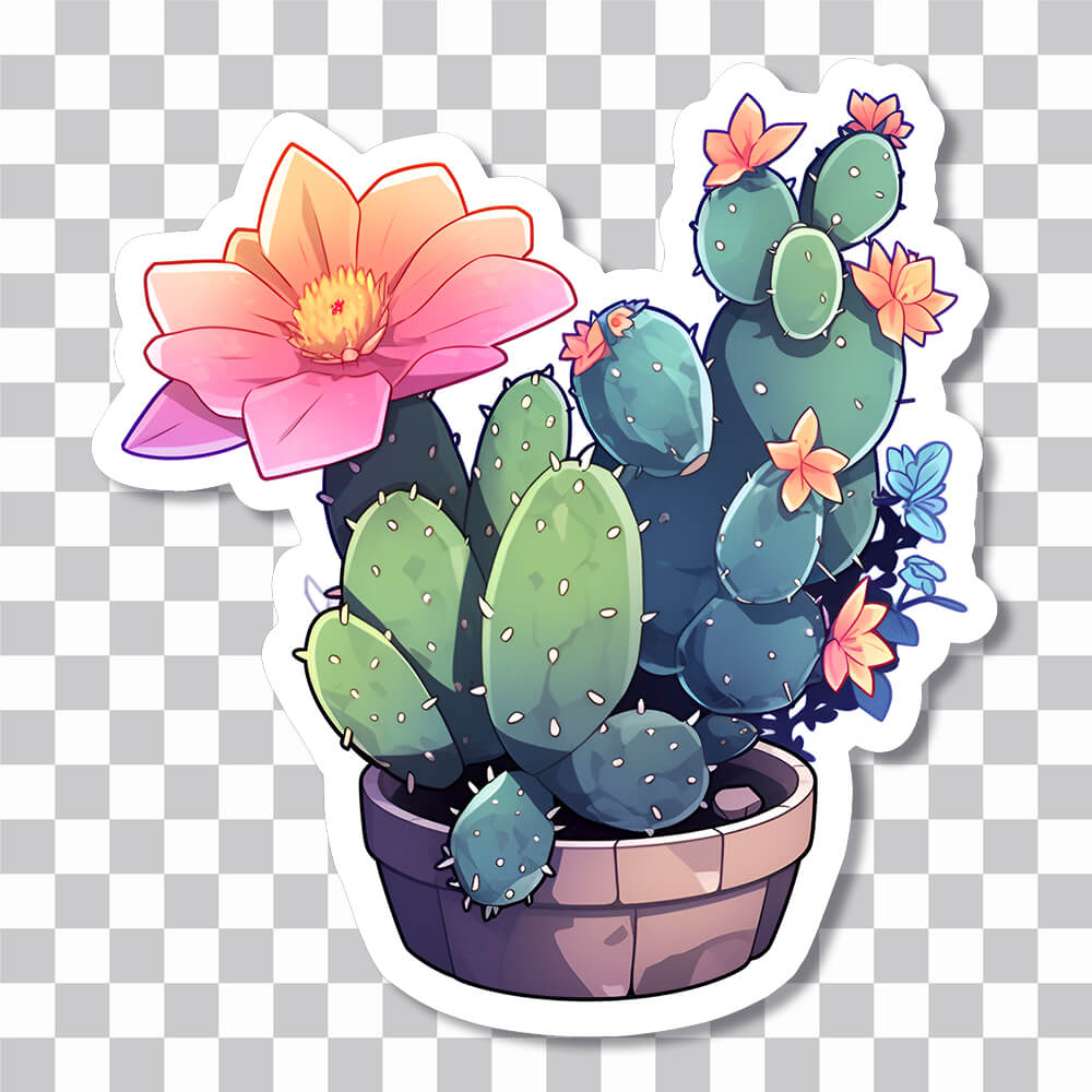 aesthetic blooming cactus sticker cover