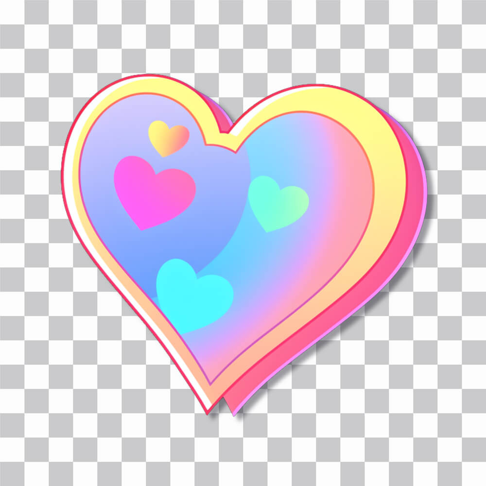 aesthetic pastel heart sticker cover