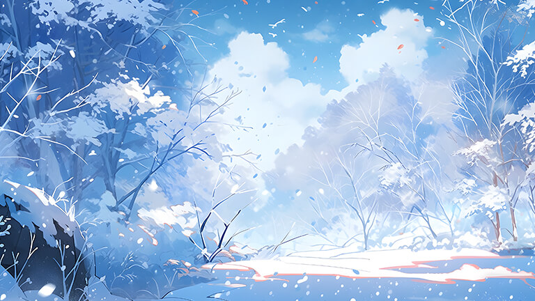 aesthetic winter snowy forest desktop wallpaper cover