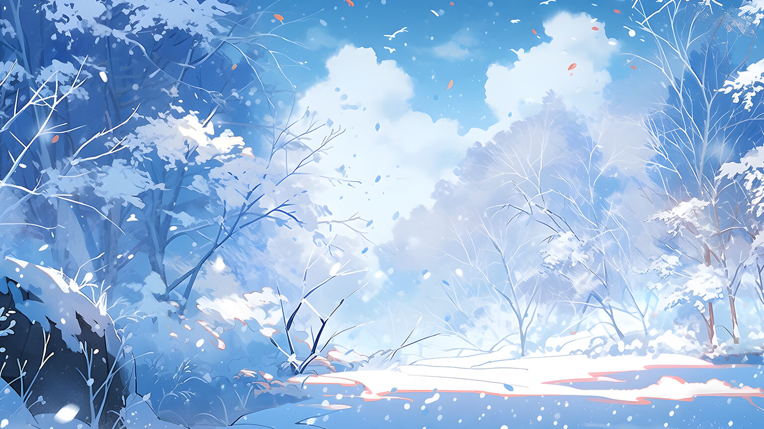 Aesthetic Winter Snowy Forest Desktop Wallpaper Download 4K