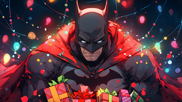 Batman Noël cadeaux de fond d’écran couverture
