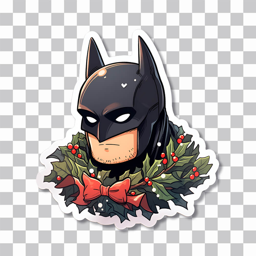 batman with christmas holly sticker cover