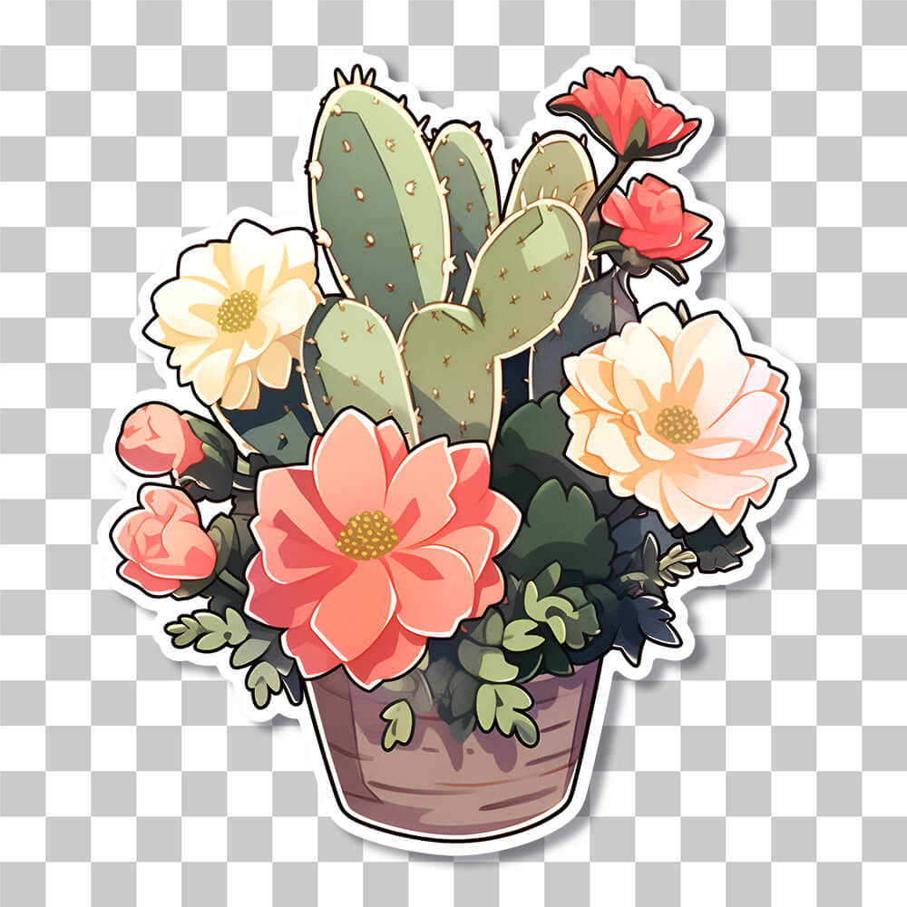 cactus with beautiful flowers sticker cover
