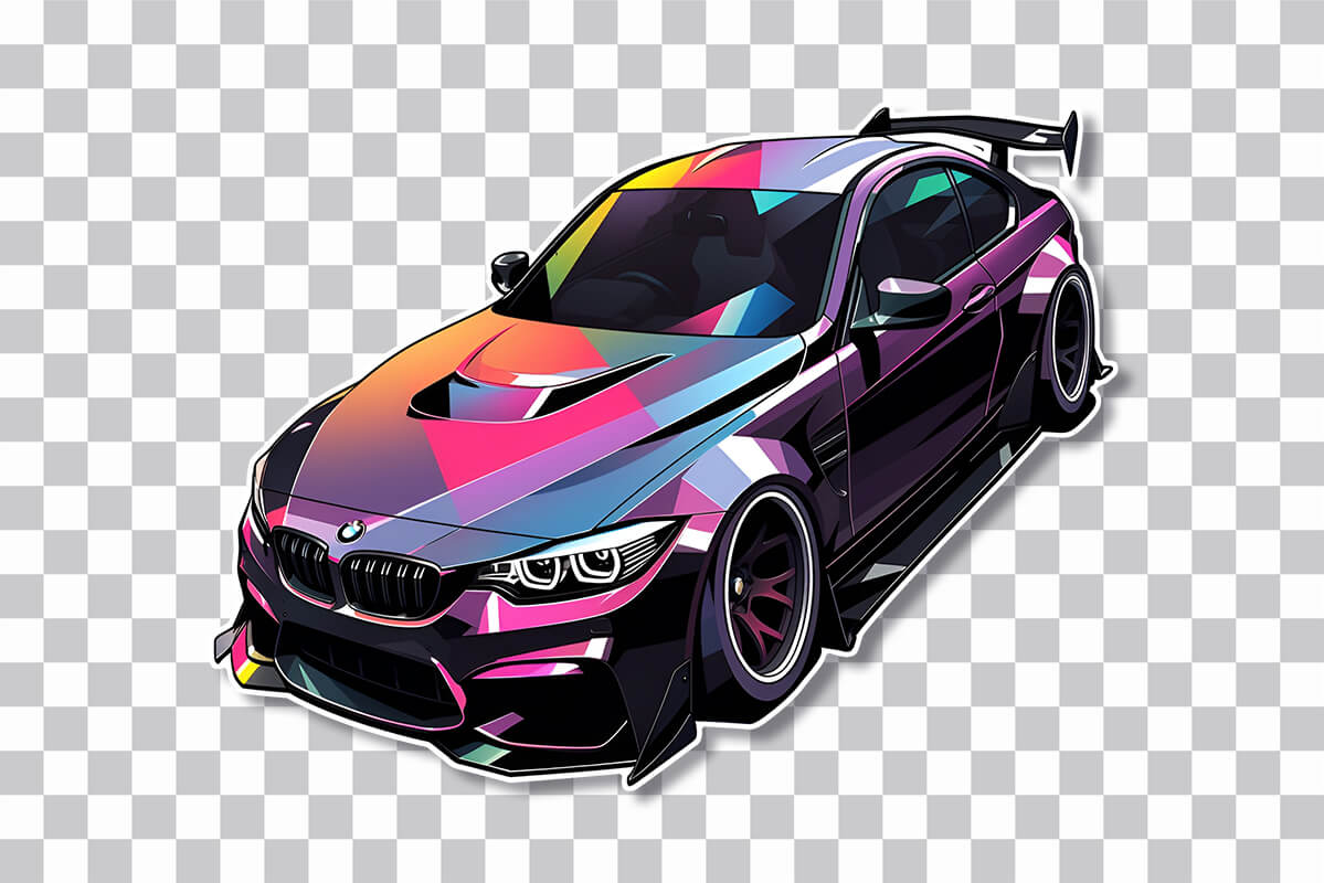 Autocollant BMW M3 coloré gratuit - BMW PNG Sticker Télécharger