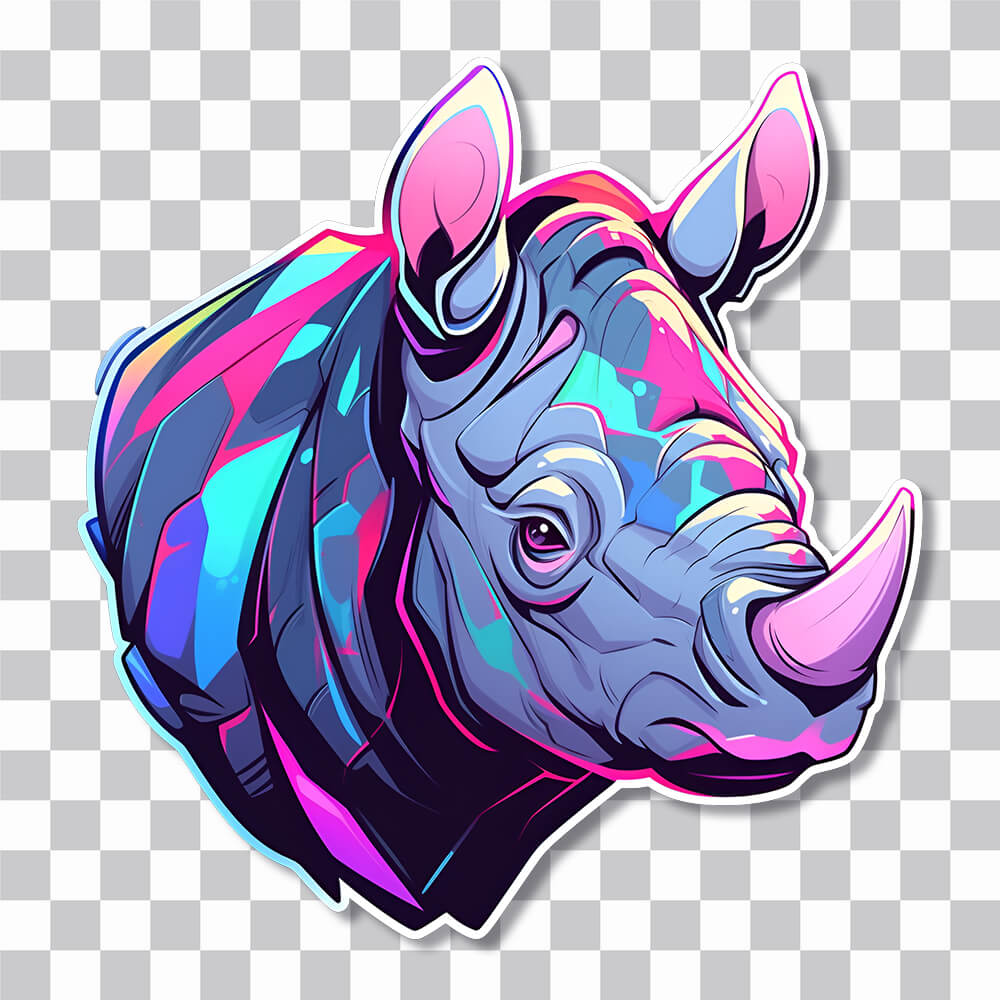 colorful rhino sticker cover