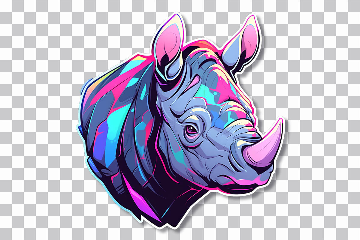 colorful rhino sticker preview