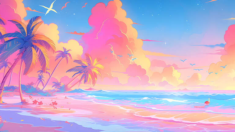 colorful summer beach desktop wallpaper cover