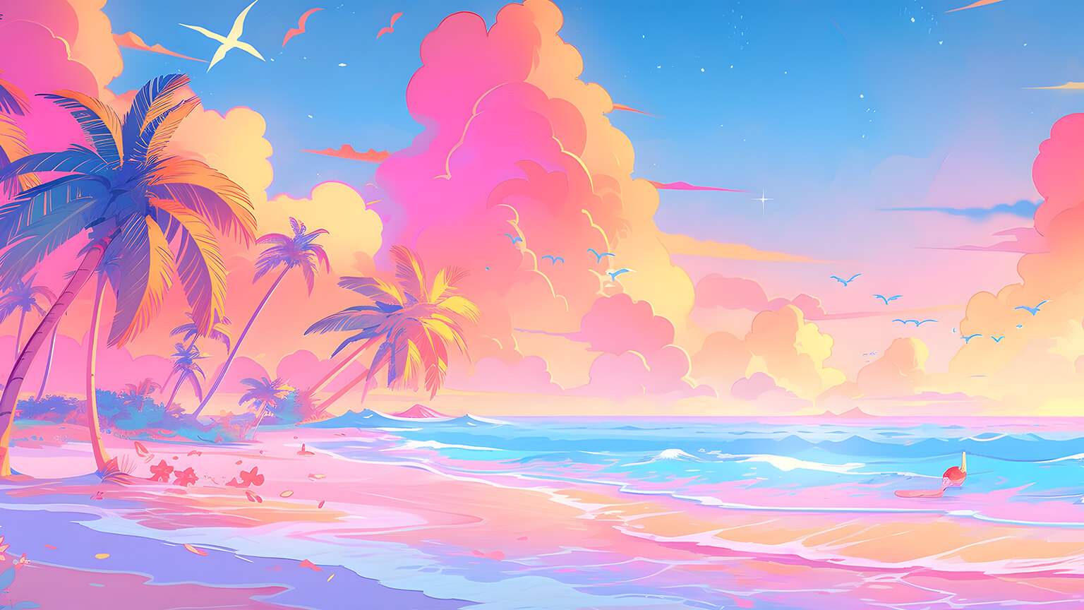 Colorful Summer Beach Desktop Wallpaper - Summer Wallpaper 4K