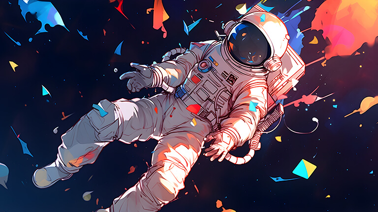 cosmonaut in open space art desktop wallpaper cover