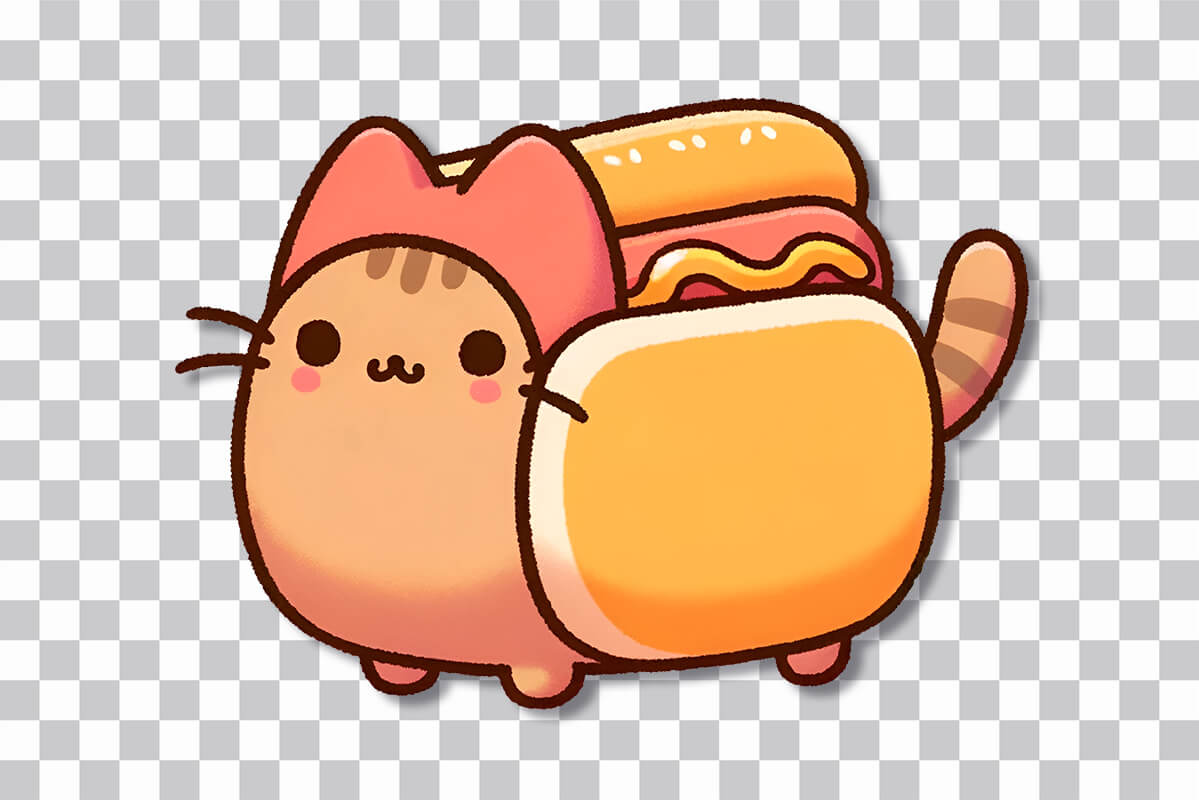 cute cat hotdog sticker preview