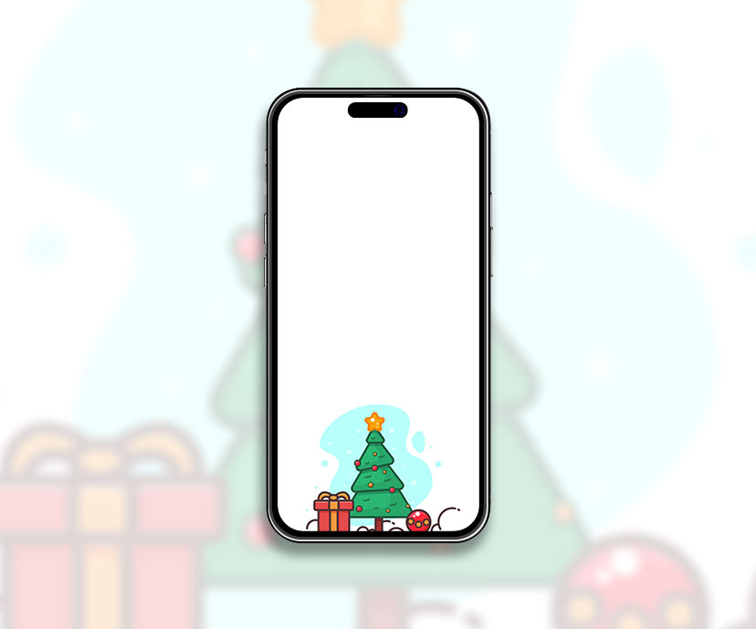 Cute christmas tree and holiday gift festive wallpaper Free ne