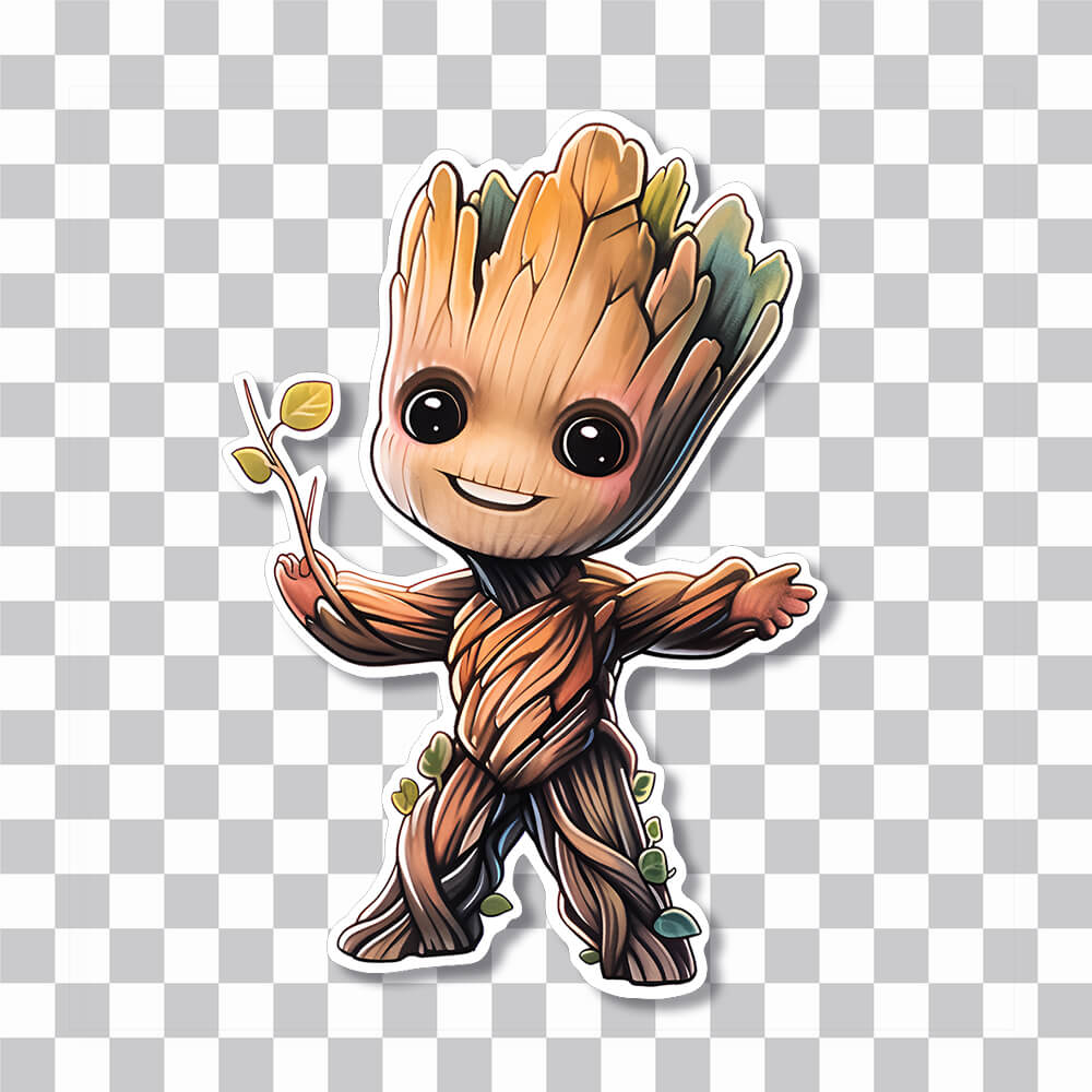 cute groot smiling marvel sticker cover