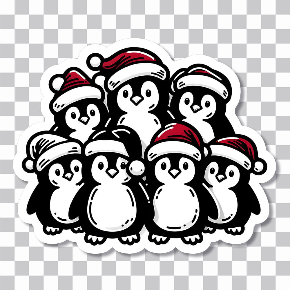cute penguins in christmas hats sticker cover