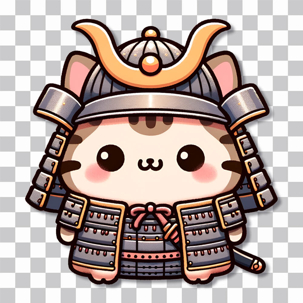 cute samurai cat sticker cover