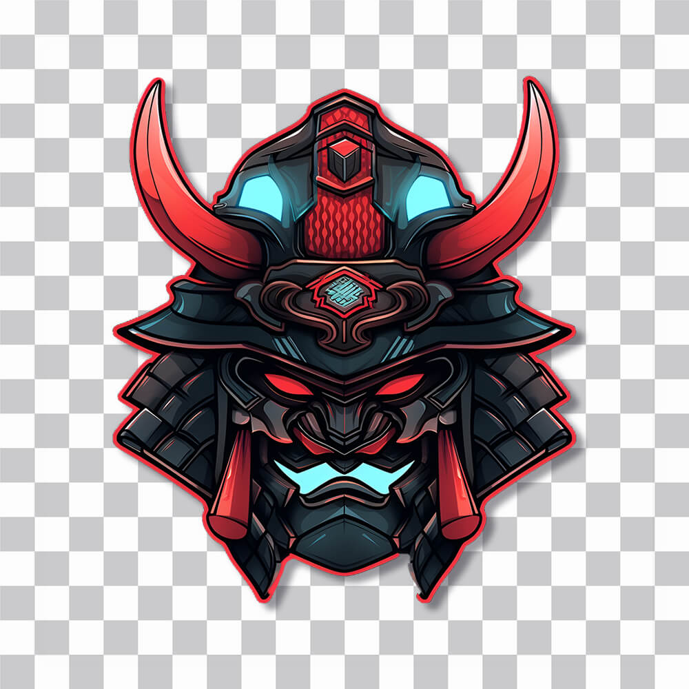 demonic samurai red stroke sticker cover