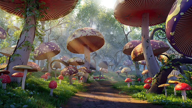 Fairycore Mushroom Forest Cubierta de fondo de escritorio