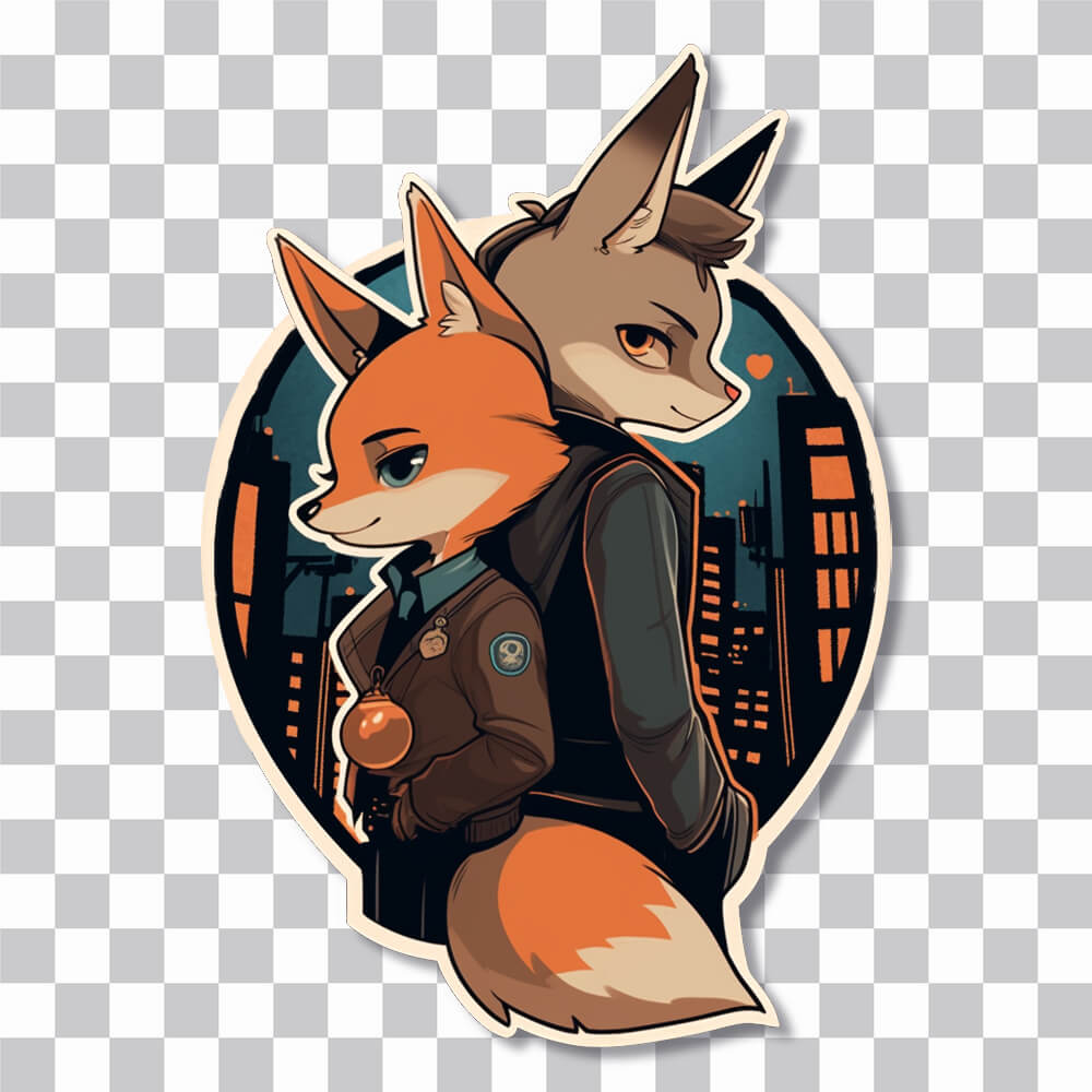 fox and wolf detectives sticker cover